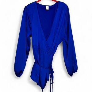 Liliana Royal Blue wrap blouse